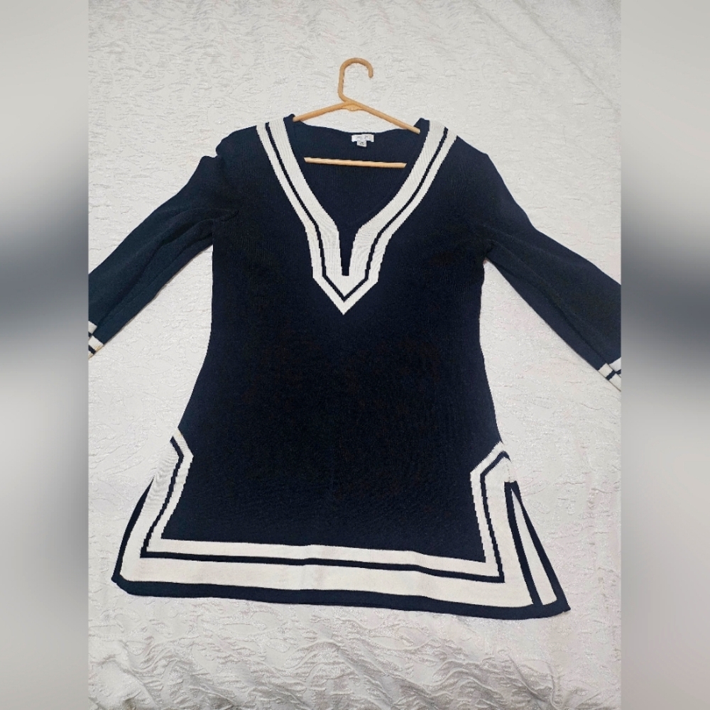 Blackand White Knit Dress cache